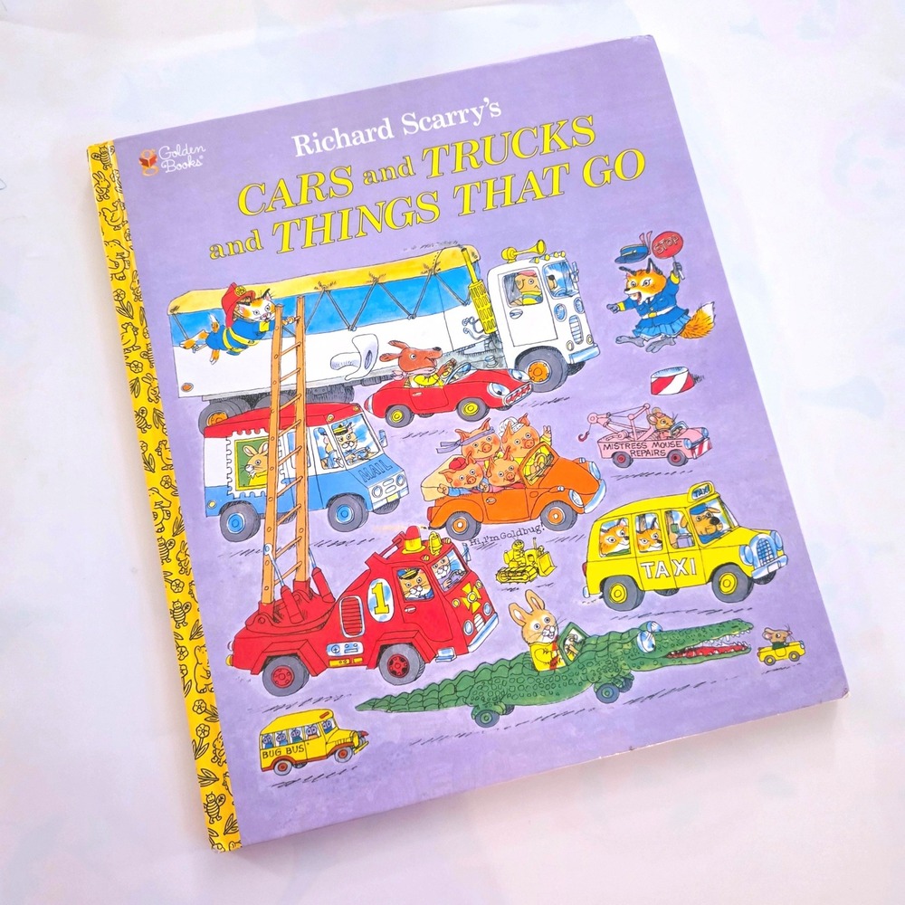 Richard Scarry Cars and Trucks and Things That Go Golden Book Hardcover 2002